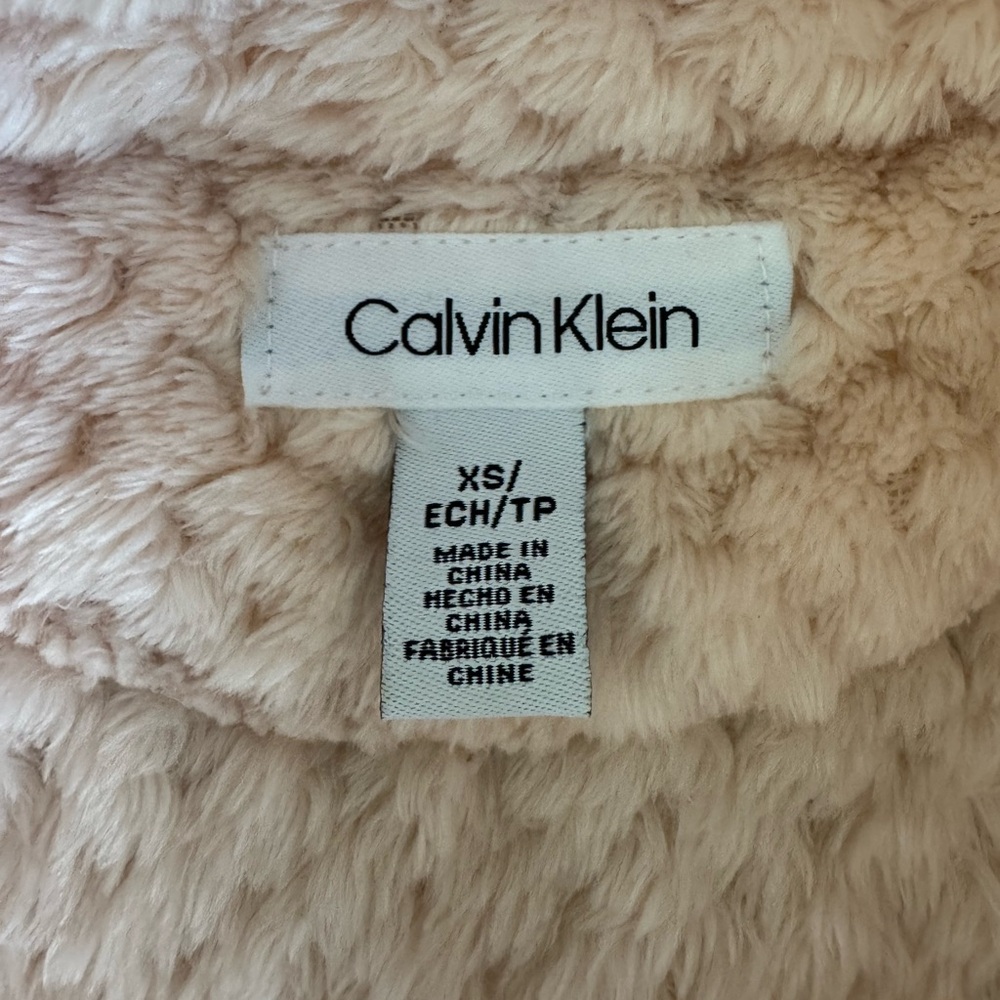 Calvin Klein Blush Pink Faux Fur Zip Up Jacket Size XS - Picture 5 of 9
